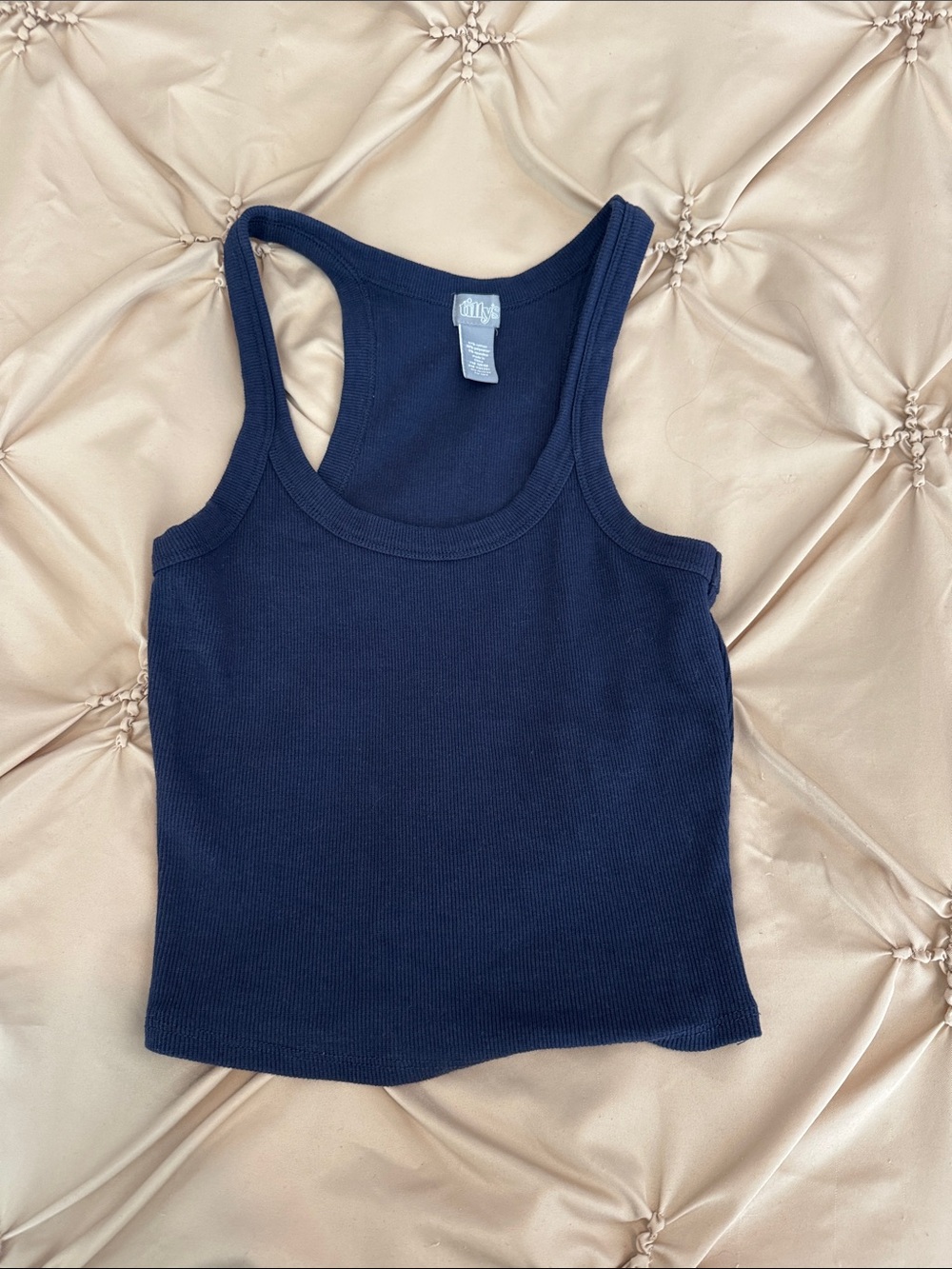 Tilly's Navy Ribbed Racerback Tank